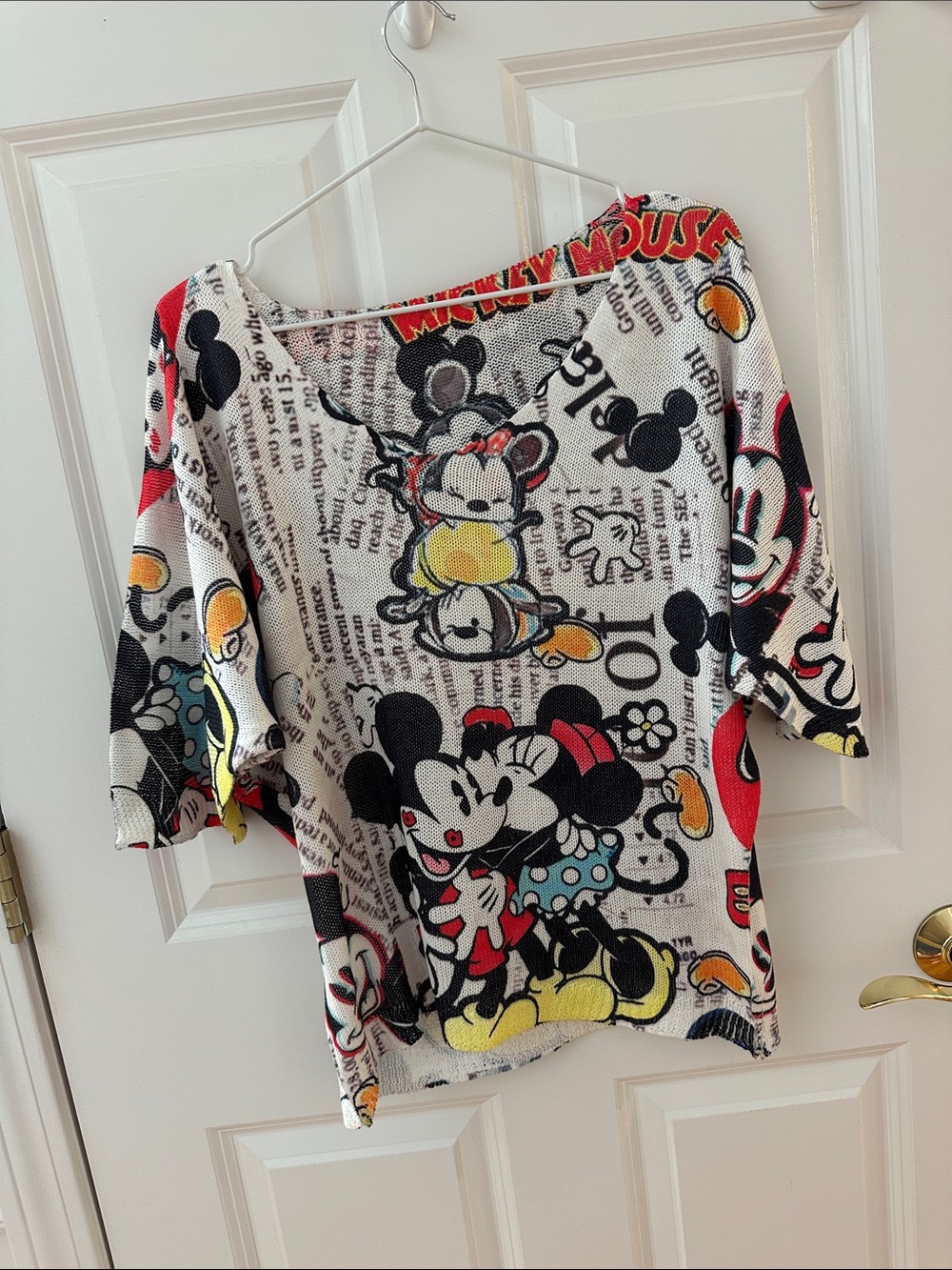 Mickey & Minnie Graphic Pullover sweater- White, Red, Yellow, Black